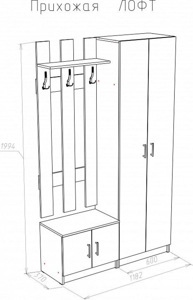Схема сборки прихожей лофт 01
